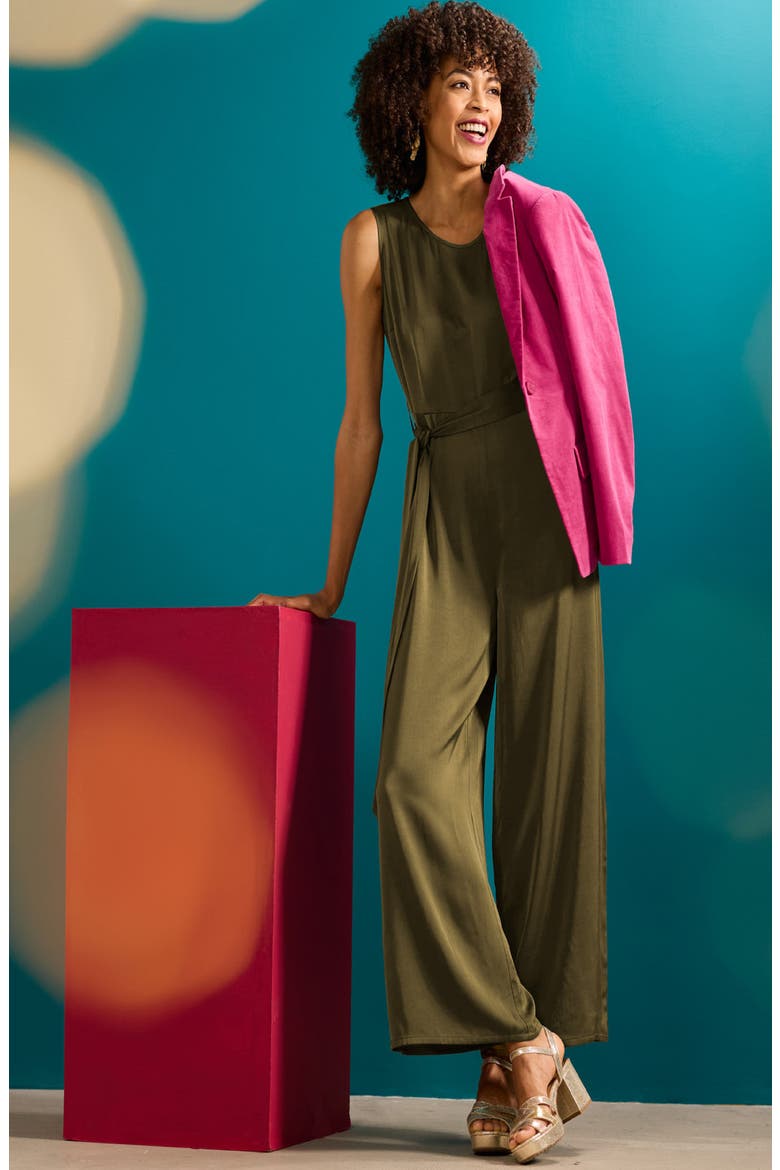Winter Honeysuckle Sleeveless Jumpsuit, Alternate, color, RICH OLIVE