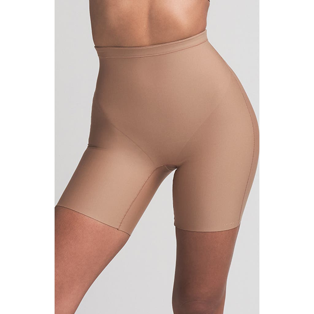 Skims Body Core Sculpt Mid Rise Shorts In Brown