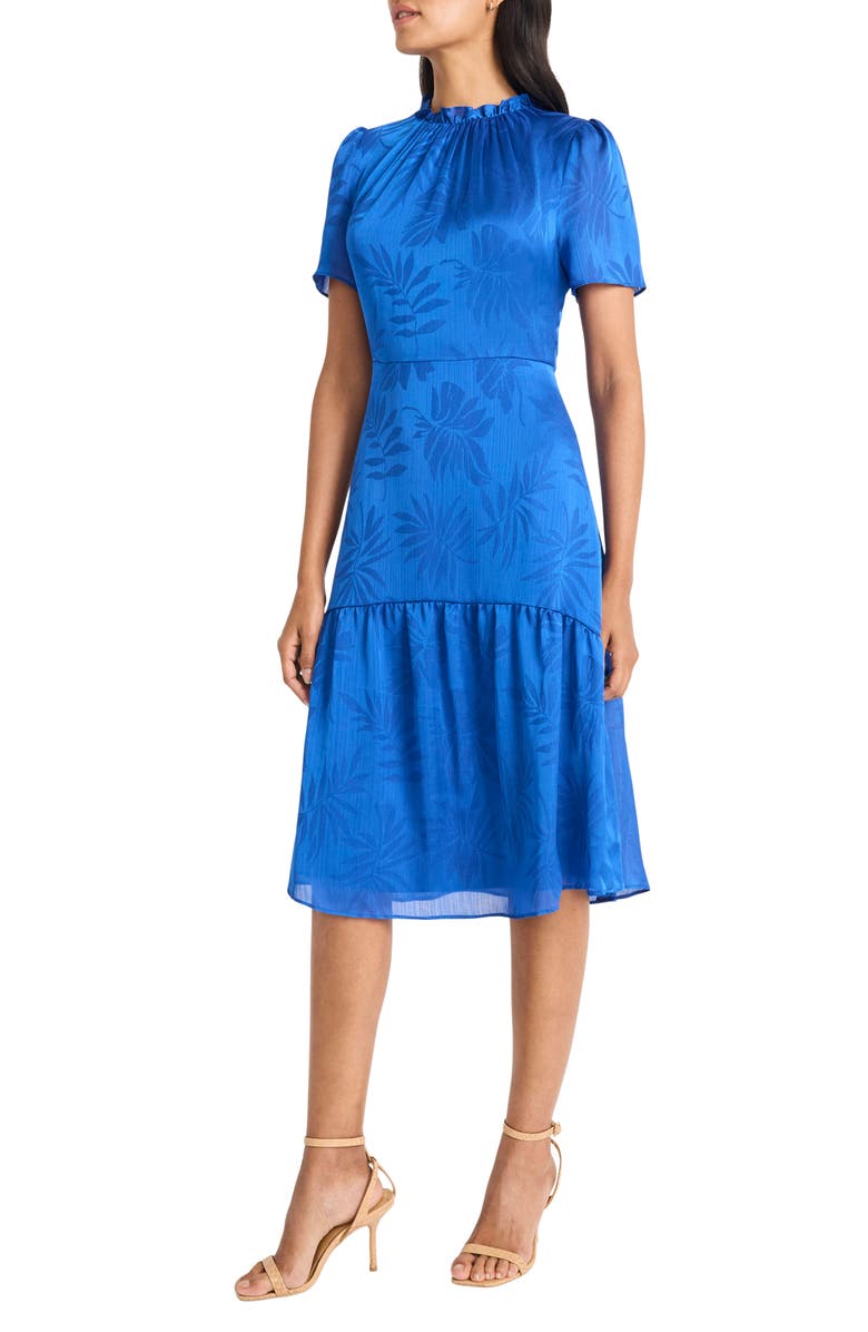 Maggy London Jacquard Midi Dress, Alternate, color, Nautical Blue