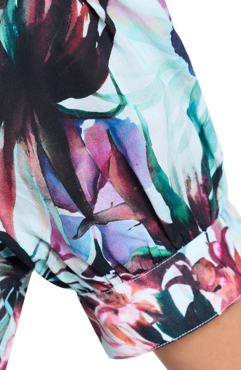 Robert Graham Carolina Floral Short Sleeve Cotton Shirtdress, Alternate, color, Blue Multi