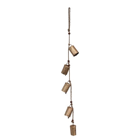28" Hanging Metal Bells on Jute Rope