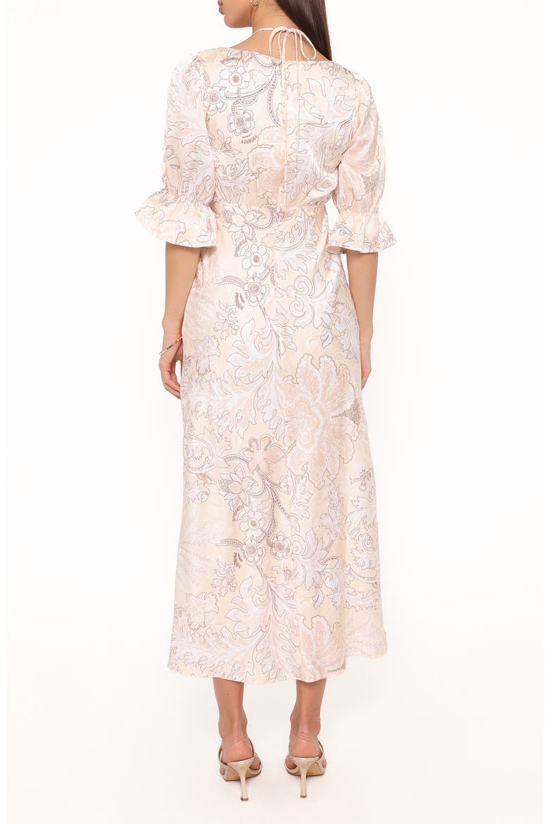 Pauline Floral Tie Neck Satin Maxi Dress, Alternate, color, PASTEL PAISLEY