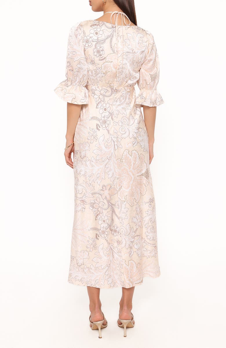 Petal & Pup Pauline Floral Tie Neck Satin Maxi Dress, Alternate, color, Pastel Paisley