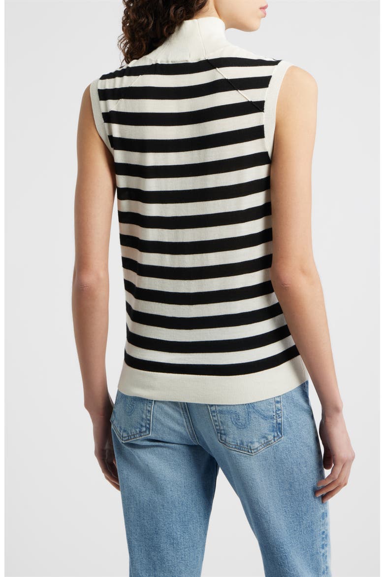 Fipini Mock Neck Wool Sweater Vest, Alternate, color, MONOCHROME STRIPE