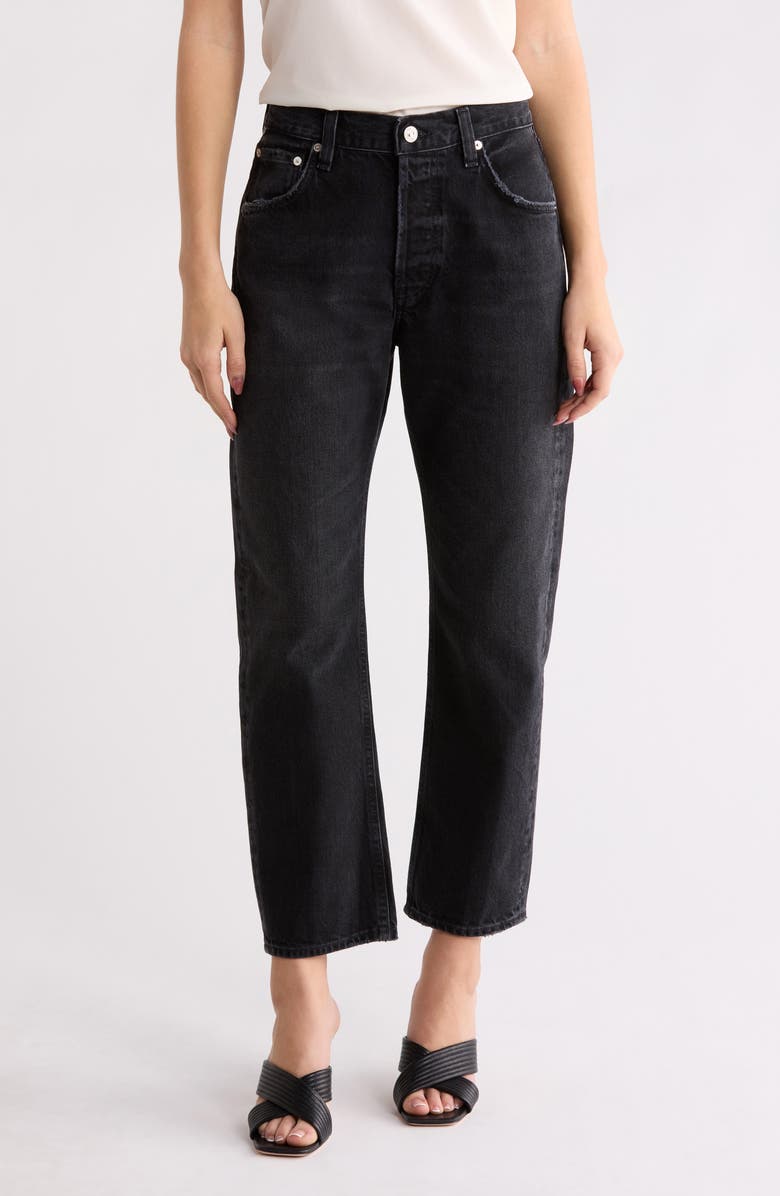 Citizens of Humanity Winslow Low Rise Regenerative Cotton Boyfriend Jeans, Main, color, Raine Washed Black