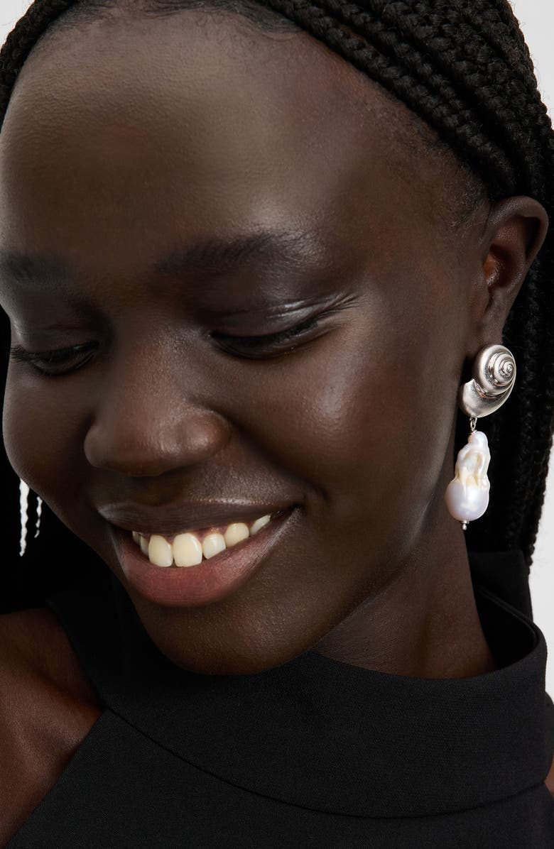 Kate Spade New York freshwater pearl drop earrings, Alternate, color, Silver/ Pearl