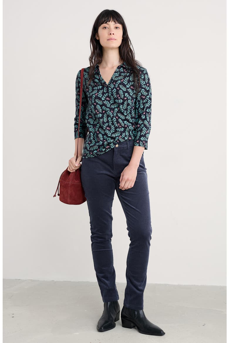 Wavecrest Organic Cotton Jersey Top, Alternate, color, INDIGO LEAF MARITIME