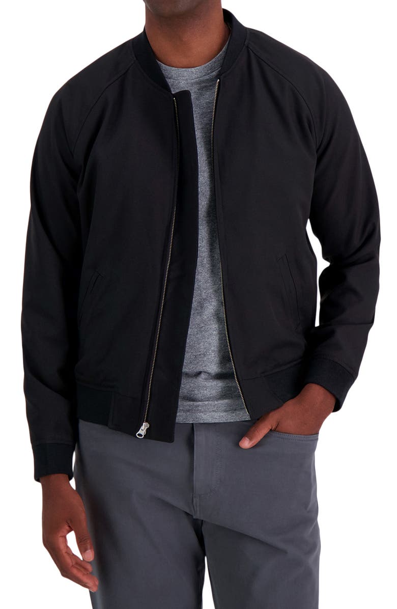 HAGGAR Stretch Gabardine Bomber Jacket, Alternate, color, Black