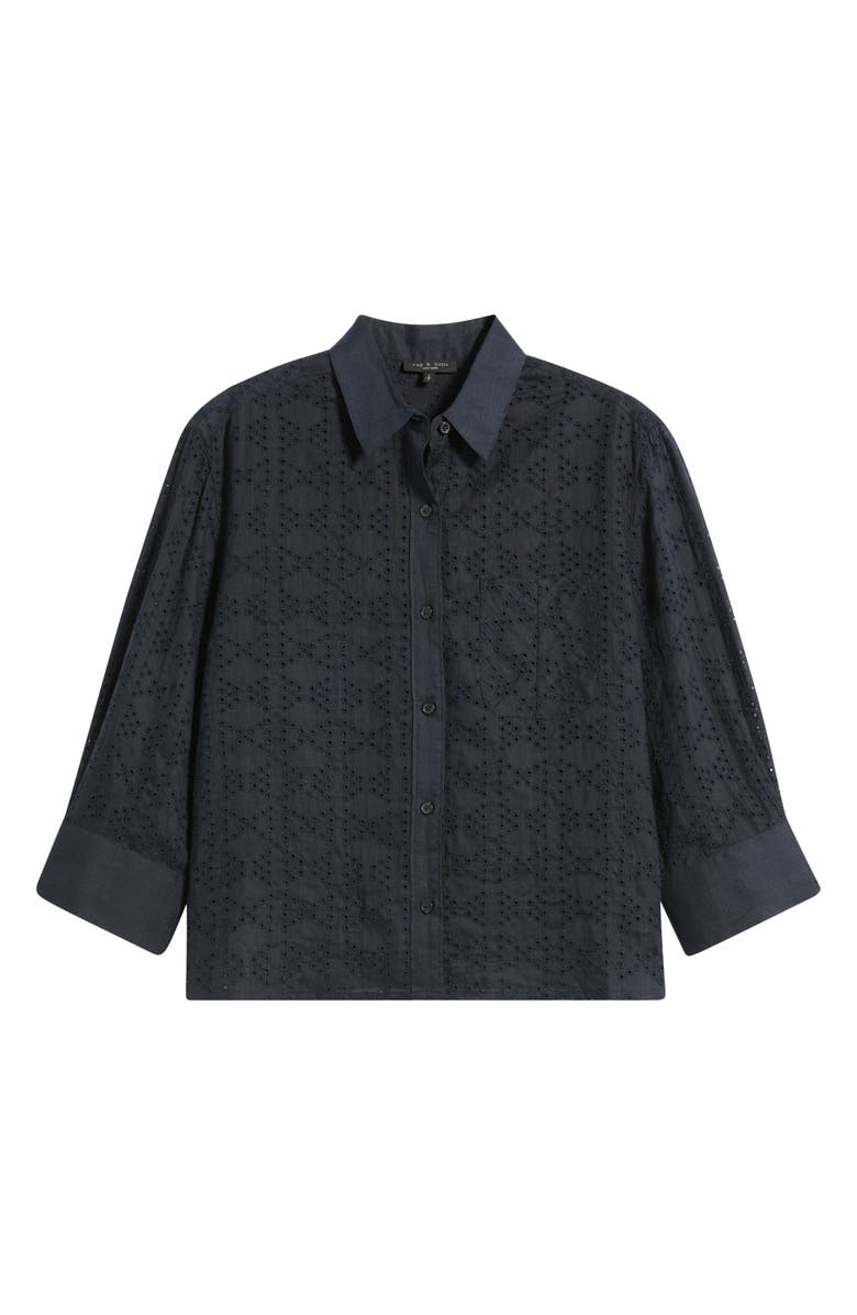rag & bone Lucia Eyelet Ramie Button-Up Shirt, Alternate, color, Slemb