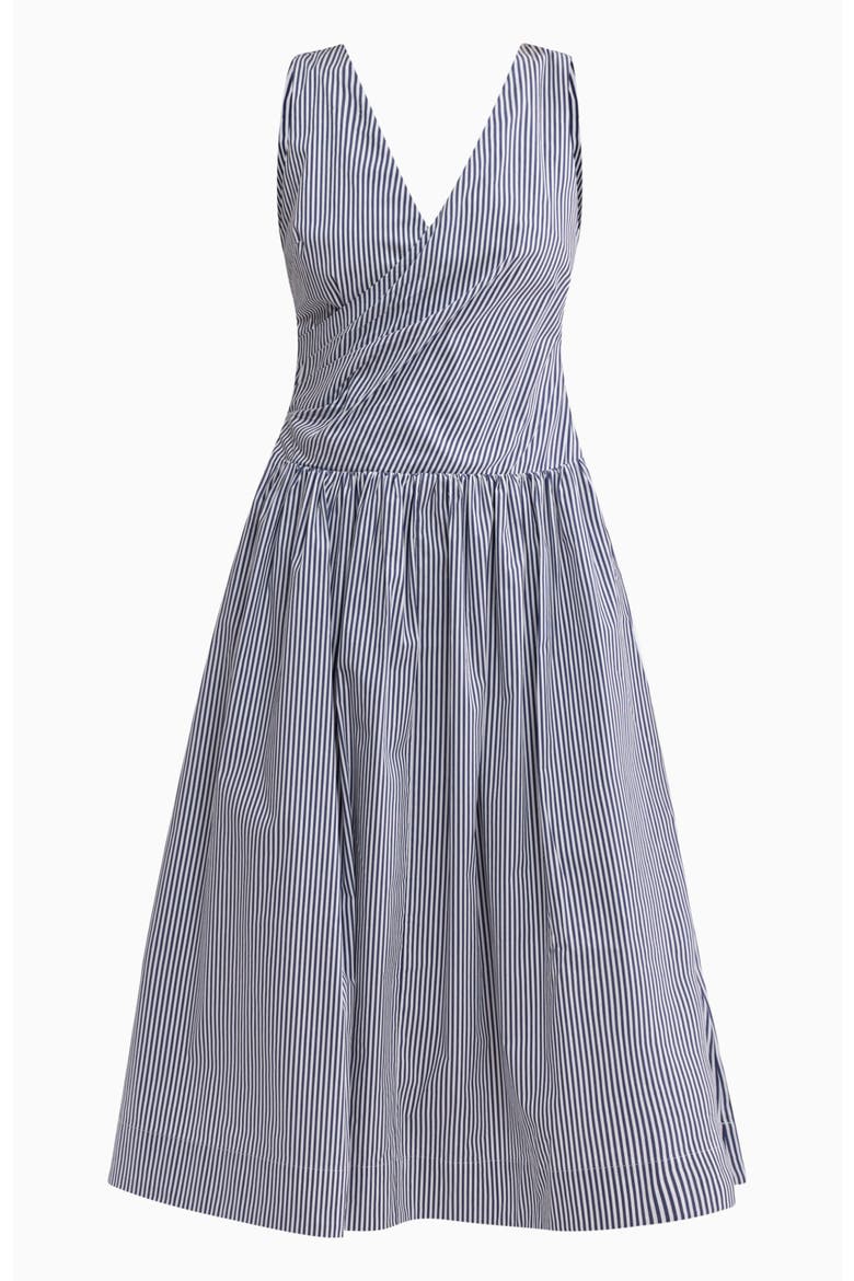 Joselene Poplin Wrap Dress, Alternate, color, Navy Stripe