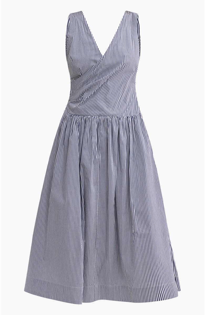 Rebecca Taylor Joselene Poplin Wrap Dress, Alternate, color, Navy Stripe