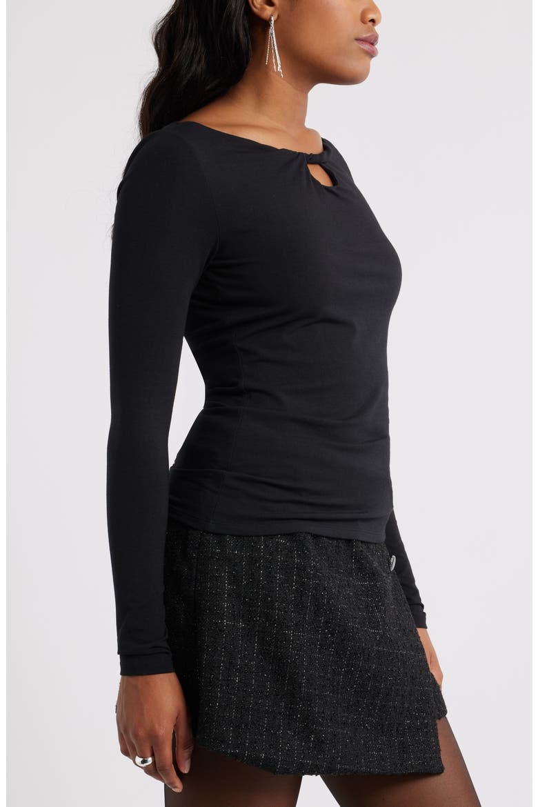 Twist Neck Cutout Top, Alternate, color, BLACK