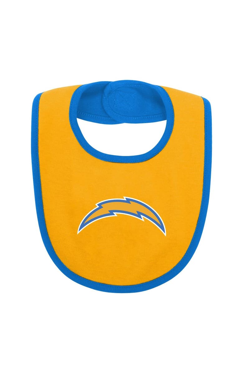 Outerstuff Newborn & Infant Powder Blue/Gold Los Angeles Chargers Home Field Advantage Three-Piece Bodysuit, Bib & Booties Set, Alternate, color, Powder Blue