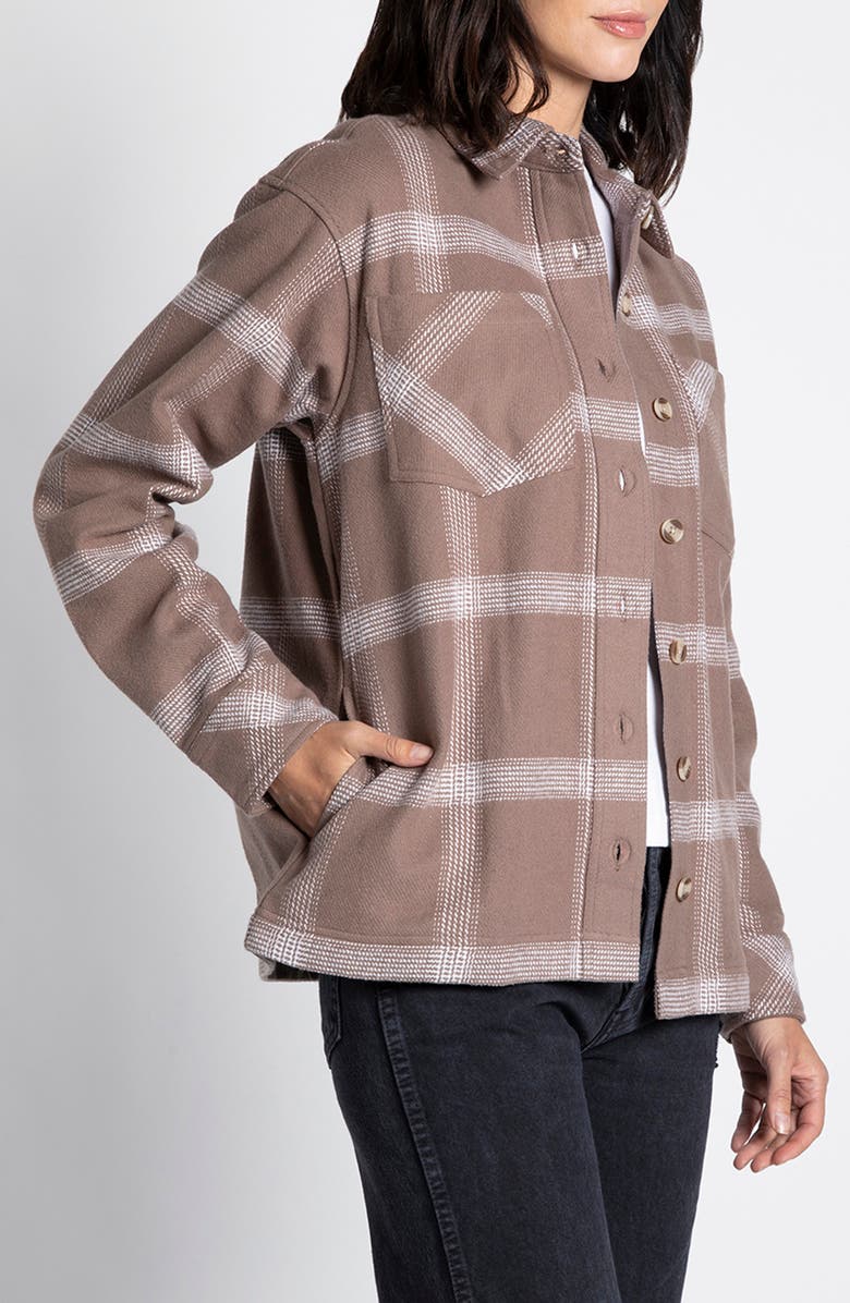 Thread & Supply Vera Plaid Cotton Shirt Jacket, Alternate, color, Brown White Plaid