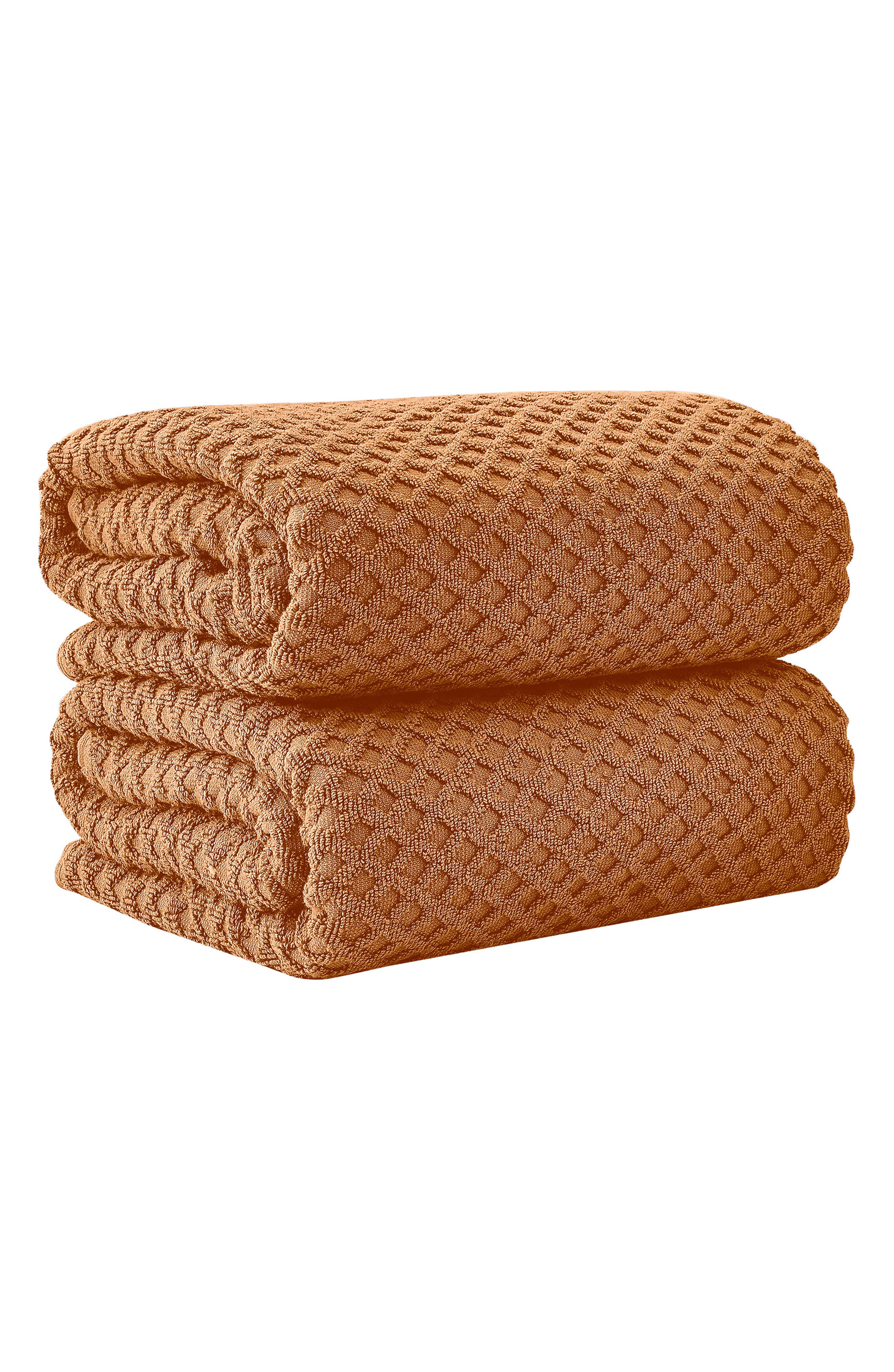 Woven & Weft Diamond 2-pack Bath Towel Set In Brown