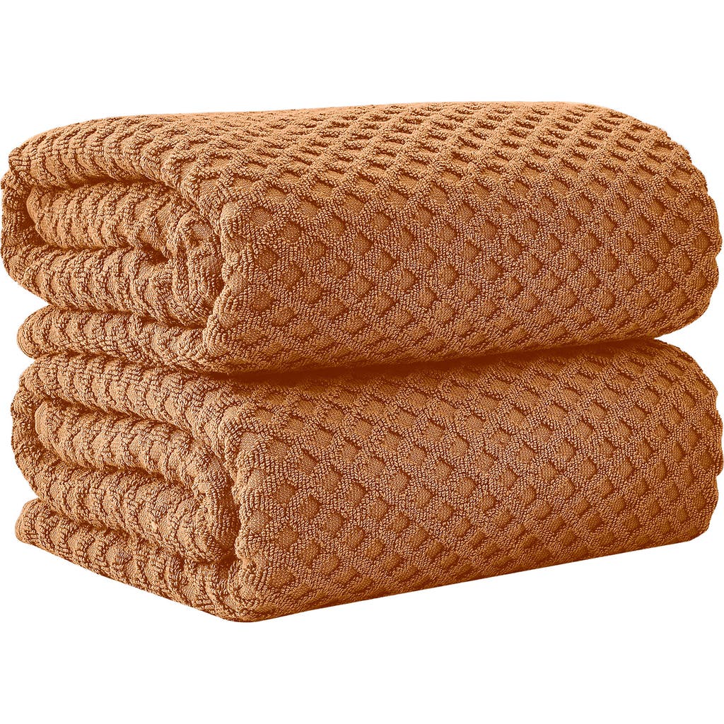 Woven & Weft Diamond 2-pack Bath Towel Set In Brown