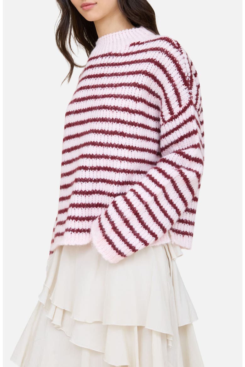 Stripe Mock Neck Sweater, Alternate, color, LIGHT PINK