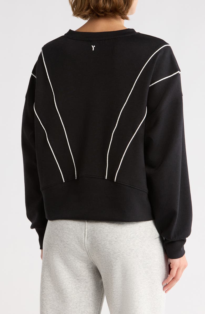 YOGALICIOUS High Society Scuba Crop Sweatshirt, Alternate, color, Black/ White Pipping