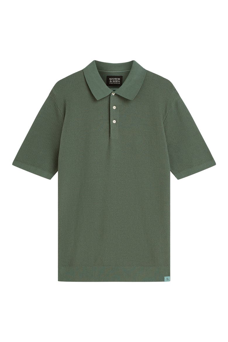 Regular Fit Structured Knit Cotton Polo, Alternate, color, DARK FOREST