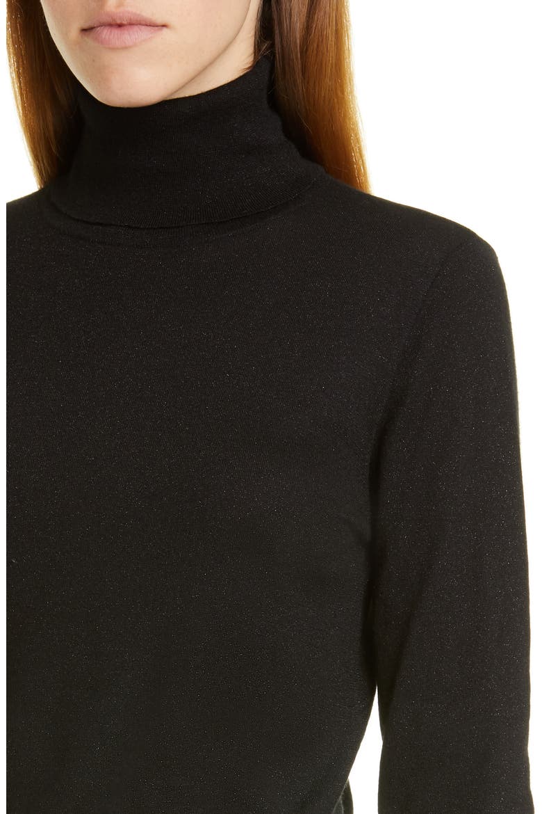 Metallic Turtleneck Sweater, Alternate, color, BLACK
