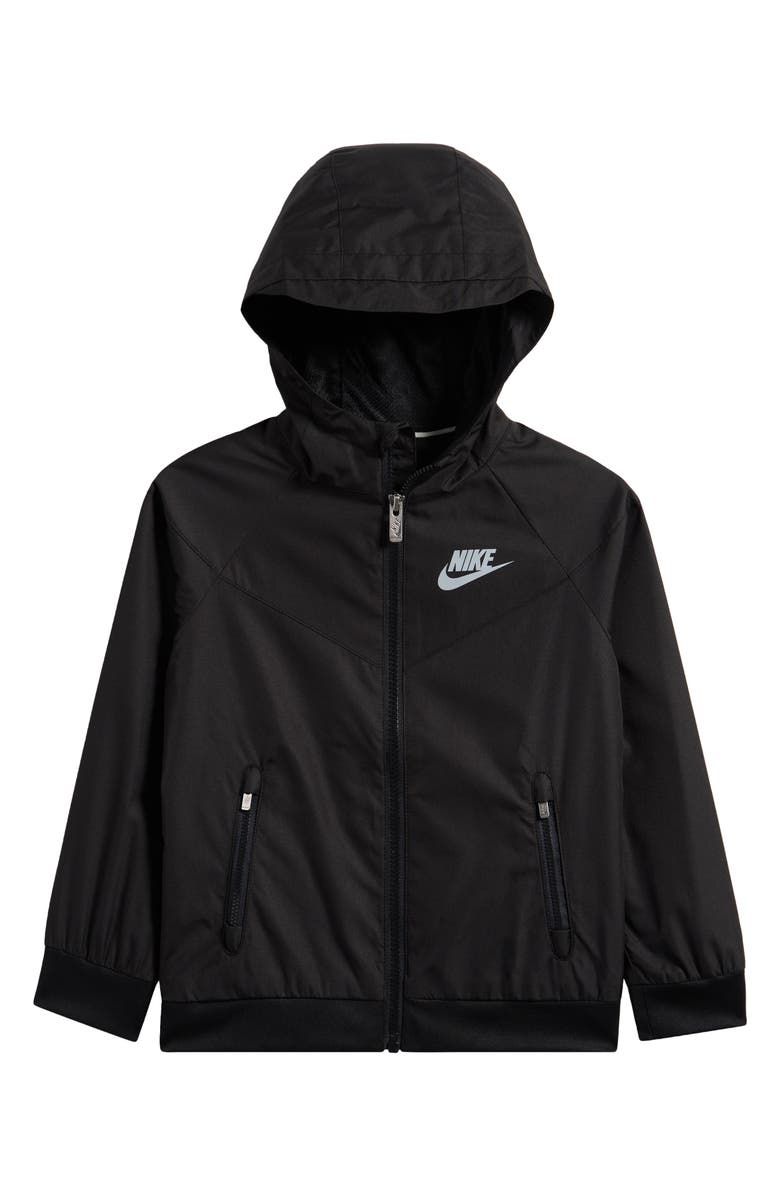 Nike Kids' Windrunner Water Resistant Hooded Jacket, Main, color, Black/ Wolf Grey