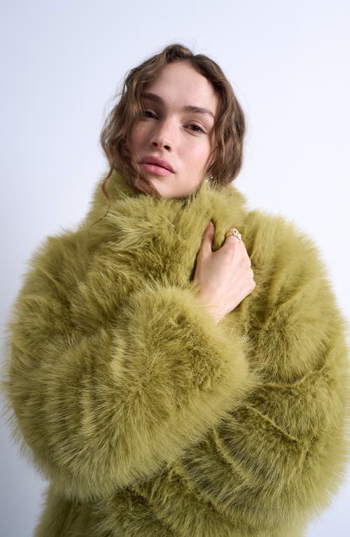 Topshop Longline Faux Fur Coat In Multi