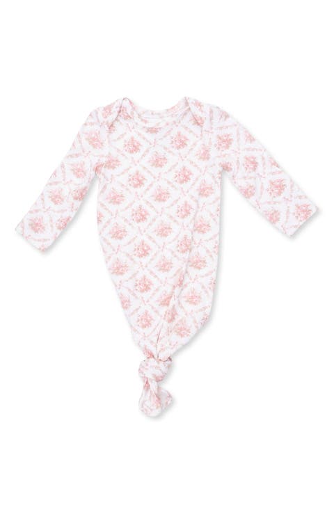 Rose Bow Lattice Print Knotted Gown