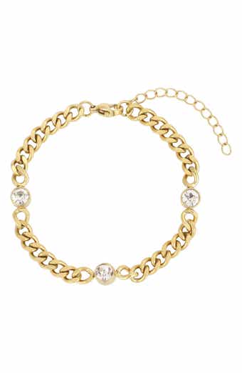18k Gold Plated Bezel Stone Curb Chain Bracelet