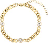 Adornia 18k Gold Plated Bezel Stone Curb Chain Bracelet