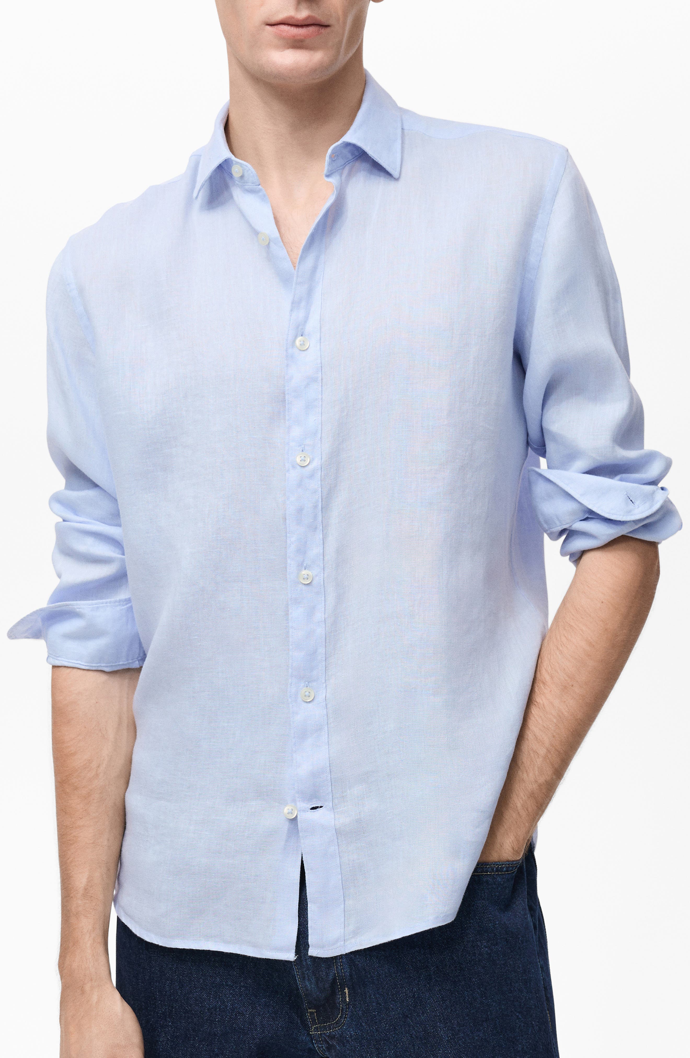 Regular Fit Linen Button-Up Shirt - image 3