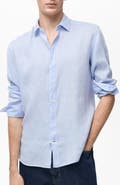 MANGO Regular Fit Linen Button-Up Shirt