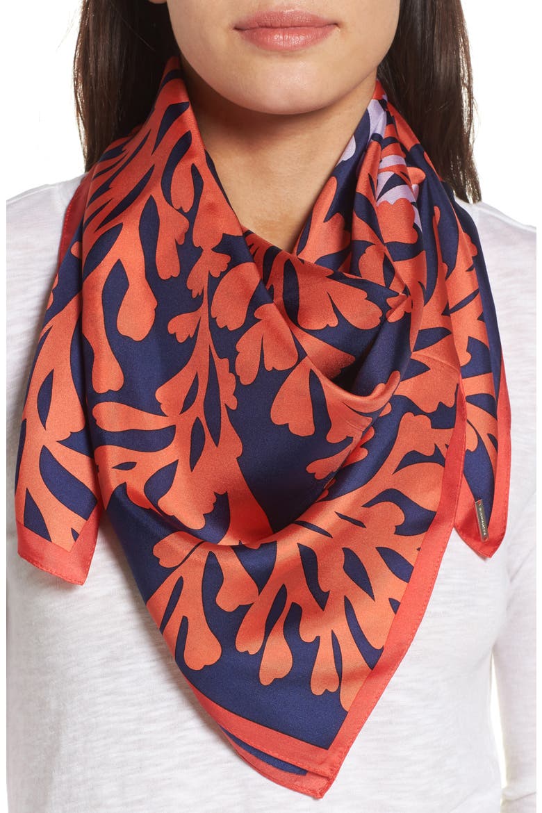 Square Silk Scarf, Main, color, BLUE DEPTH