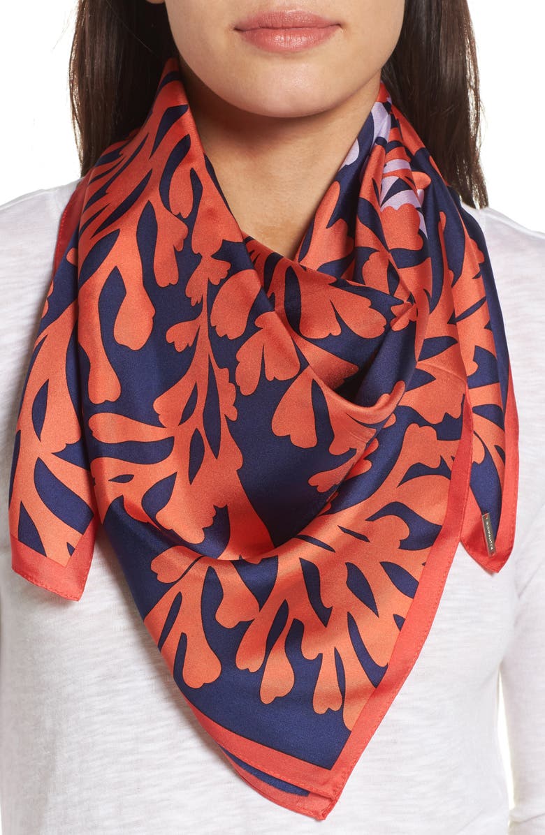 BCBG Square Silk Scarf, Main, color, 