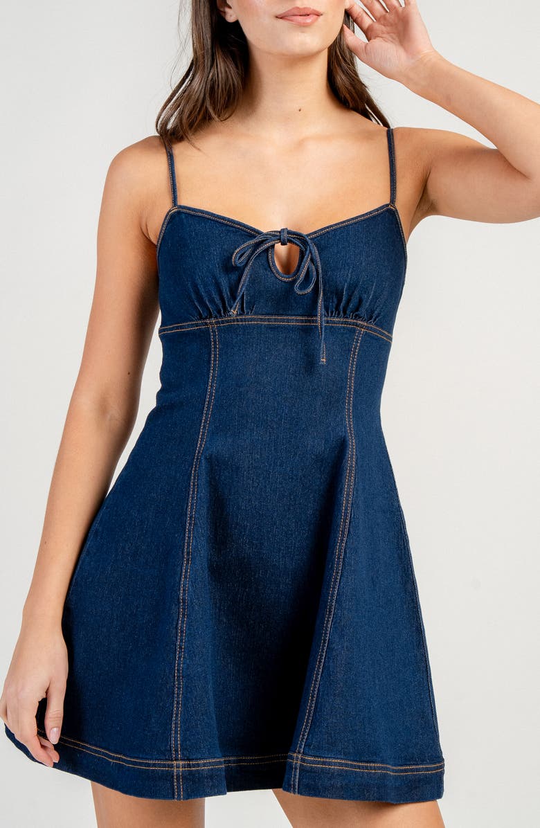 Beivy Denim Fit & Flare Minidress, Alternate, color, Dark Blue