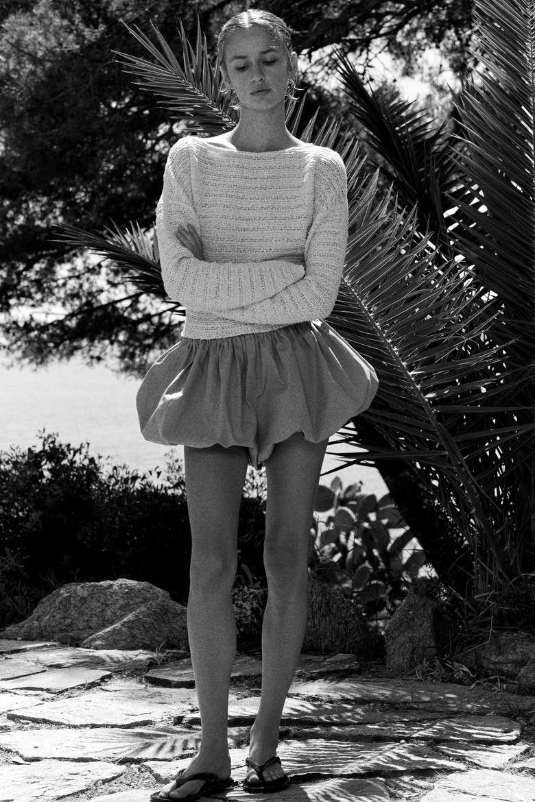 Textured-knit Top, Alternate, color, Cream