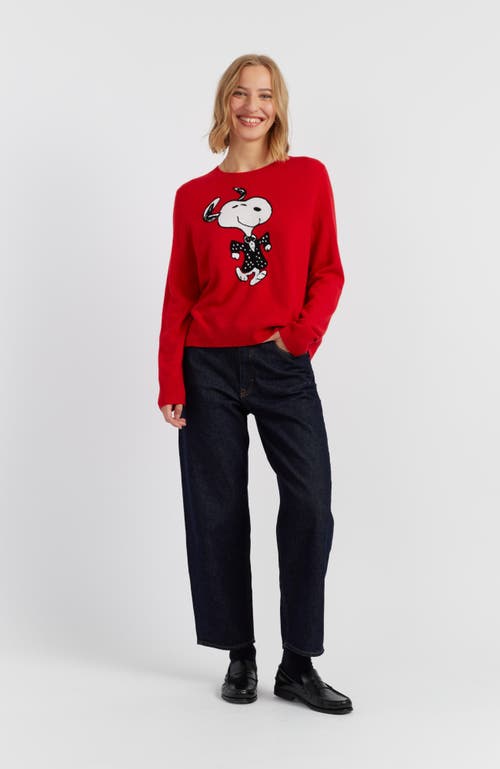 Chinti & Parker Wool-cashmere Crewneck Dancing Snoopy Sweater In Red