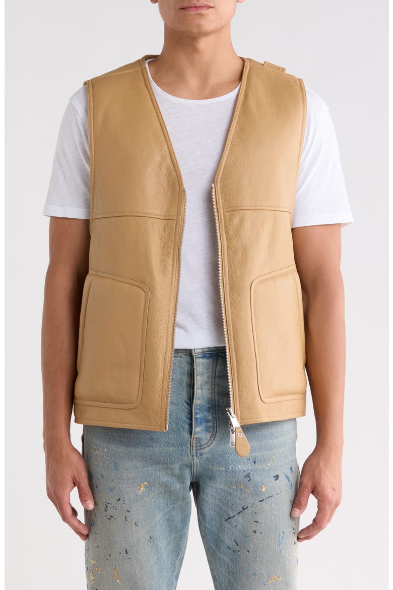 Genuine Shearling Lined Leather Vest, Main, color, TAN