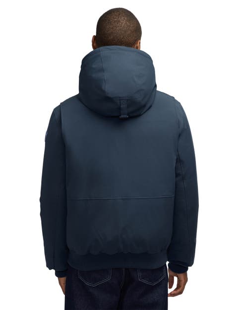 Pajar Pine Bomber With Fixed Hood And Detachable Fur Trim In Blue