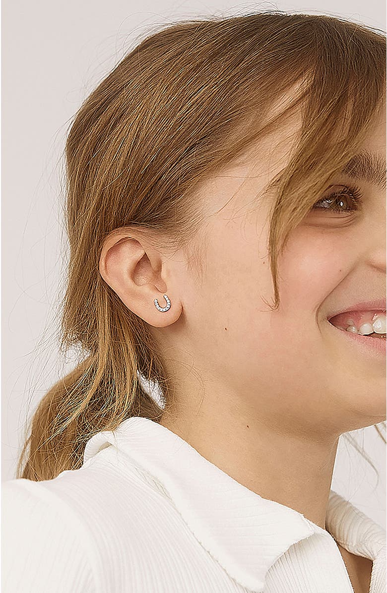 In Season Jewelry Jeweled Horseshoe Earrings, Alternate, color, Silver