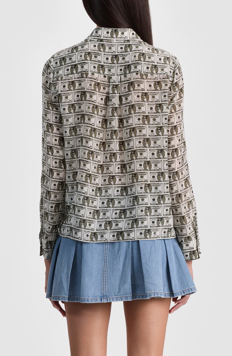 Alice + Olivia Willa Staceface Button-Up Silk Shirt, Alternate, color,