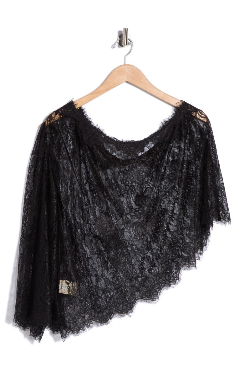 Vianna One Shoulder Lace Top, Alternate, color, BLACK