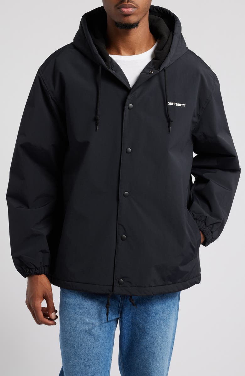 Carhartt Work In Progress Hooded Water Repellent Nylon Snap-Up Coach's Jacket, Alternate, color, 