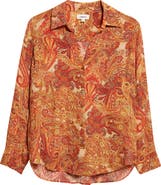 L'AGENCE Nina Paisley Print Silk Button-Up Shirt