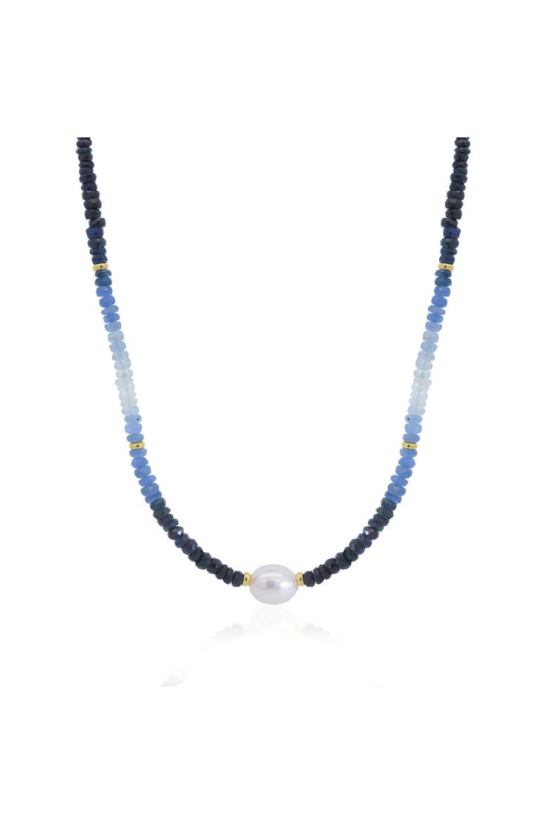Blue Sapphire Bead Pearl Necklace, Main, color, Blue Sapphire
