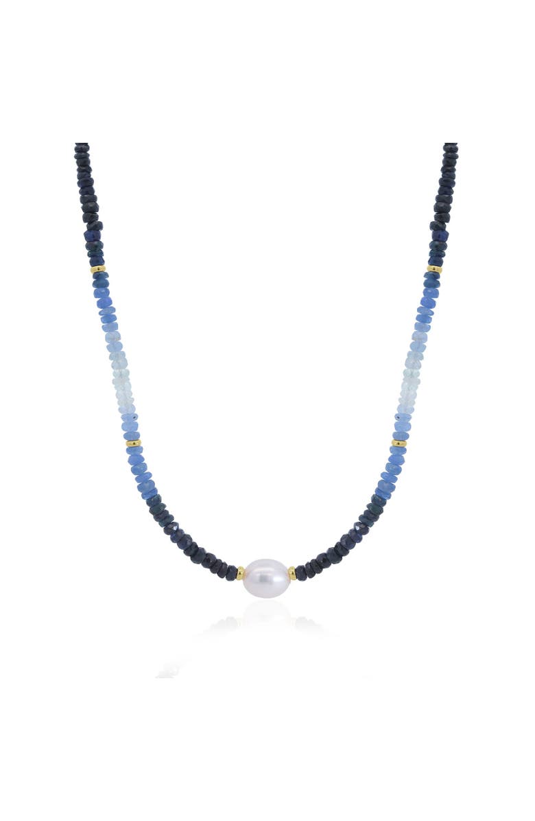 The Lovery Fine Jewelry Blue Sapphire Bead Pearl Necklace, Main, color, Blue Sapphire