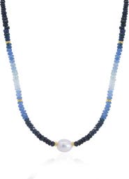 The Lovery Fine Jewelry Blue Sapphire Bead Pearl Necklace