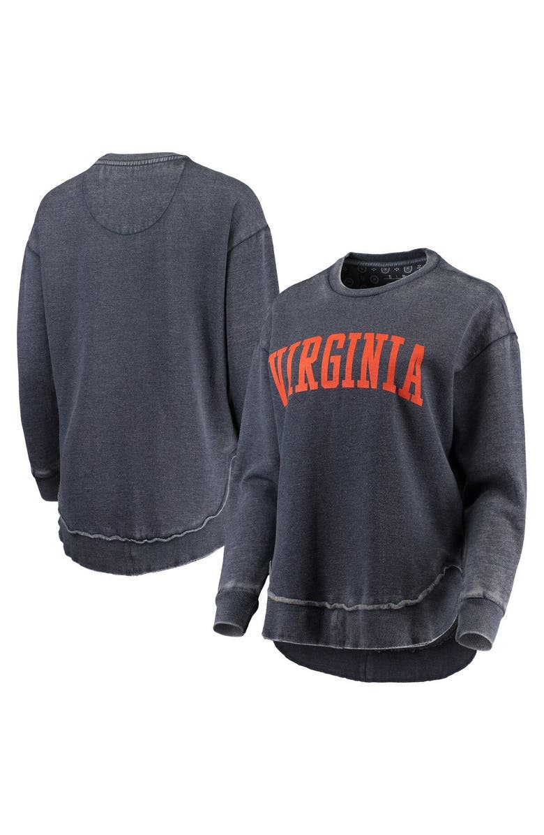 PRESSBOX Women's Pressbox Navy Virginia Cavaliers Vintage Wash Pullover Sweatshirt, Main, color, 