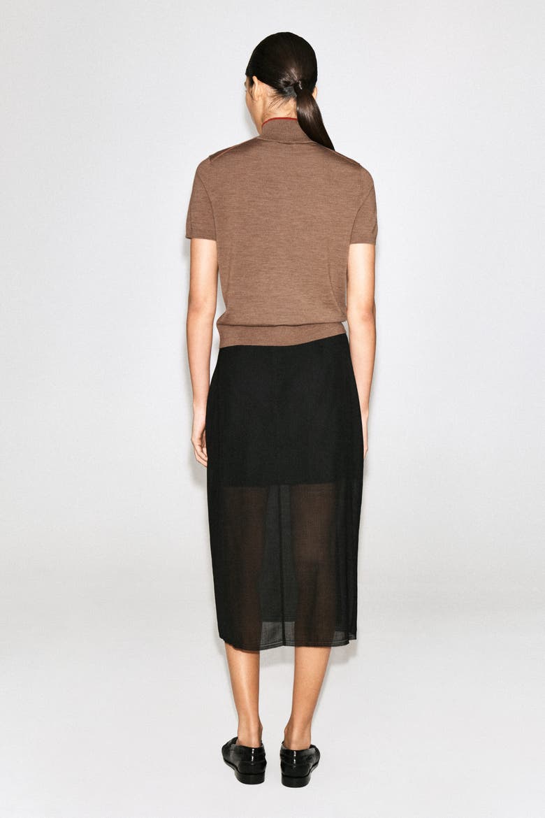 Merino Wool Turtleneck Top, Alternate, color, BEIGE MÉLANGE / RED