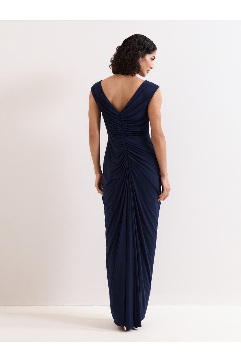 Donna Ruched Detail Maxi Dress, Alternate, color, Navy