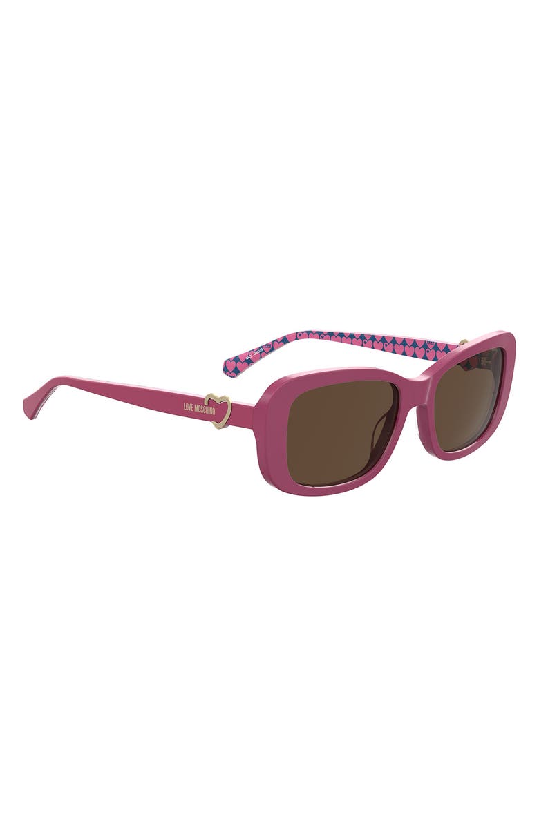 Love Moschino 55mm Rectangular Sunglasses, Alternate, color, Fuchsia